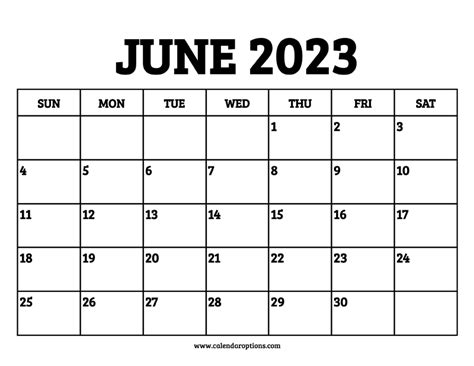 June 2023 Calendar Printable – Calendar Options