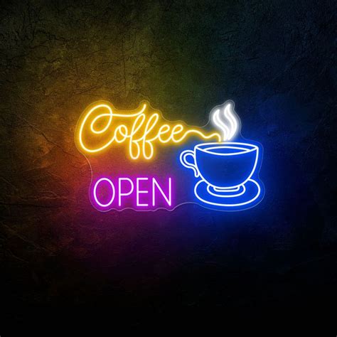 Coffee Neon Sign, Open Coffee Neon Sign, Wall Neon Sign, Custom Neon Sign, Tea or Coffee ...