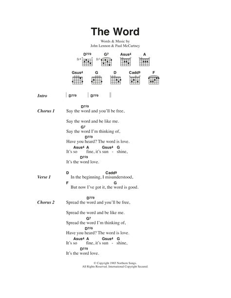 The Word by The Beatles - Guitar Chords/Lyrics - Guitar Instructor