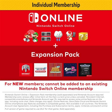 Nintendo Switch Online Plus Expansion Pack Individual Membership