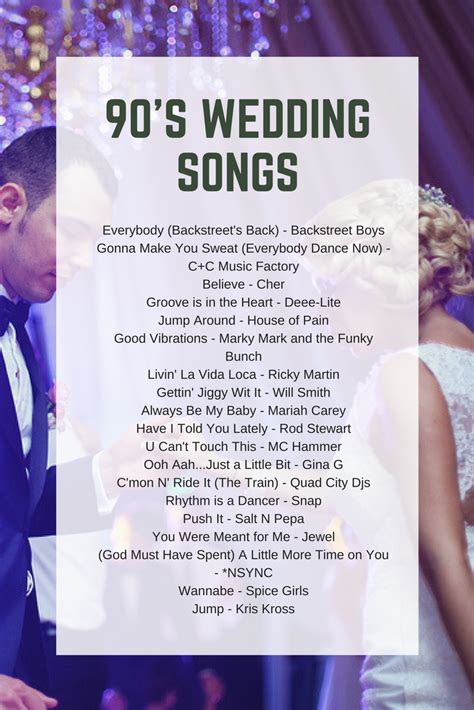 90's Wedding Song Play List - Create Excitement Wedding DJs