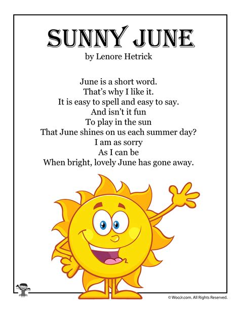 Sunny June Fun Kids Poetry | Woo! Jr. Kids Activities