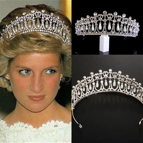 Vintage Silver Queen Princess Diana Crown Crystal Pearl Diadem For Bridal Hair Accessories Bride ...