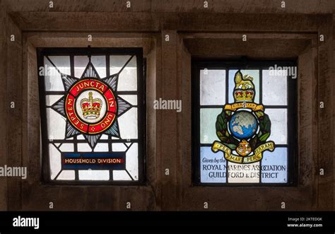 Stained glass windows in Guildford Cathedral, Surrey, England, UK Stock Photo - Alamy