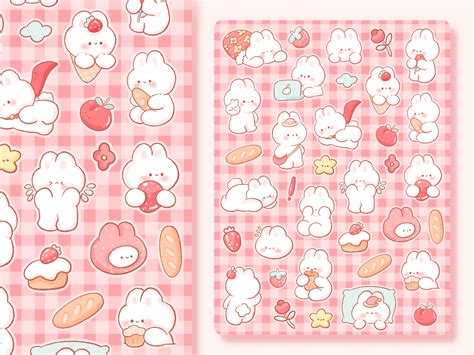 Cute Printable Sticker Sheet Bunny Clipart / Commercial Use/ - Etsy