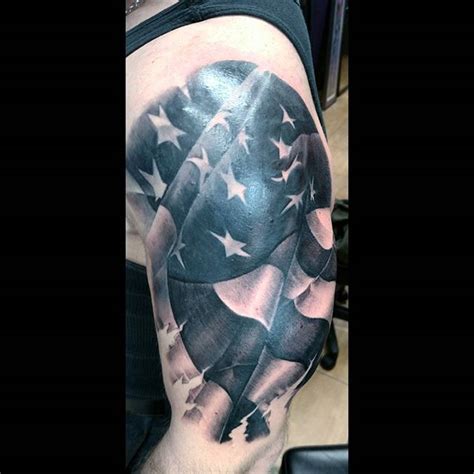 Black & White US Flag Tattoo - Veteran Ink