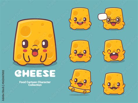 cheese cartoon character food vector illustration Stock Vector | Adobe Stock