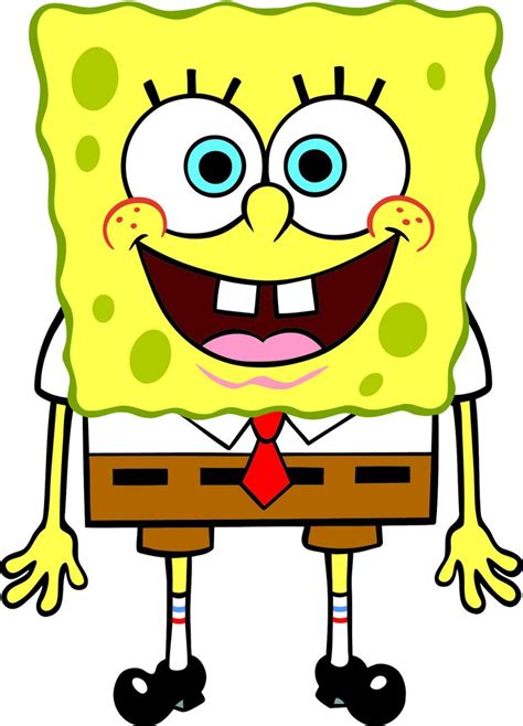 spongebob with big blue eyes wearing a red tie