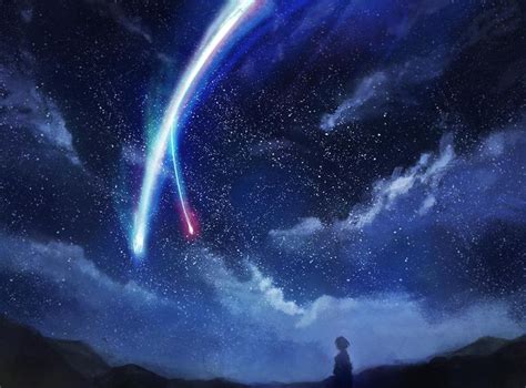 Comet in the night sky [Kimi no Na wa.] Anime Sky, Film Anime, Manga ...