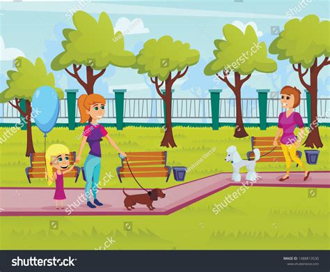 Informational Banner Walk Park Cartoon Flat Stock Vector (Royalty Free ...