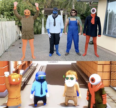 My friends and I dressed up as our 'Gang Beasts' characters for Halloween : r/gangbeasts