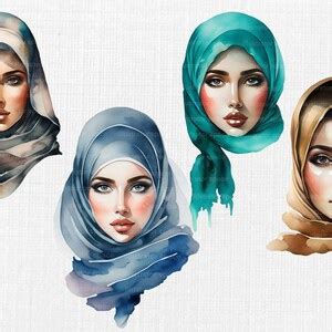 Arabic Art, Muslim Wall Art, Arabic Wall Art, Arab Woman Clipart, Muslim Clipart, Woman in Hijab ...