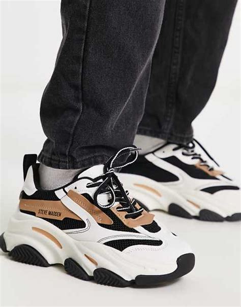 Steve Madden Possession multi panel chunky sneakers in tan mix | ASOS