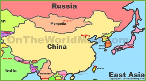 Map of East Asia - Ontheworldmap.com