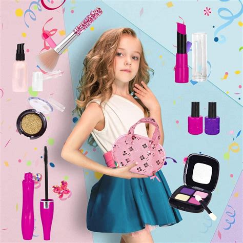 Pretend Play Makeup Kit for Girls Kids Fake Cosmetic Toys Kit Role Play Make Up Set Birthday ...