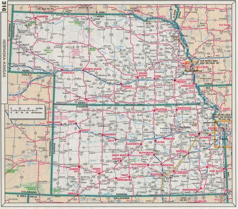 Road Map Of Kansas And Nebraska