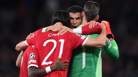 Cristiano Ronaldo embraces David de Gea immediately after final whistle to acknowledge keeper's ...