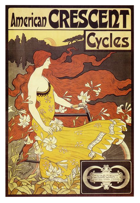 Vintage Cycle Poster Art, American Crescent Cycles 1899 | Art nouveau ...