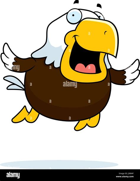 An illustration of a cartoon bald eagle flying and smiling Stock Vector ...