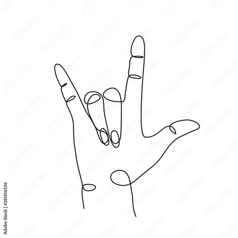 hand gesture I love you. One line drawing Stock Vector | Adobe Stock