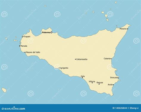 Road Map Of Sicily With Cities And Towns