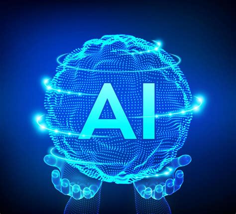 AI Artificial Intelligence Logo in hands. Artificial Intelligence and Machine Learning Concept ...