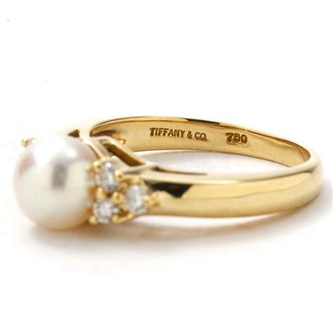 Tiffany & Co. Retired Pearl and Diamond Ring in 18k Yellow Gold | New York Jewelers Chicago