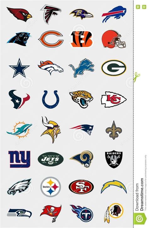 NFL teams logos. Vector official logos collection of the 32 national ...