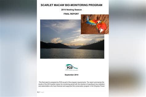 SCARLET MACAW BIO-MONITORING PROGRAM - Friends for Conservation and Development