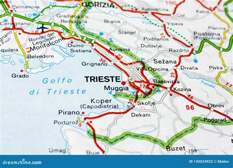 Geographic Map of European Country Italy with Trieste City Stock Photo ...