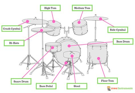 Drums Anatomy - Parts of a Drum Set Explained | Drum set, Drum sheet music, Drum lessons