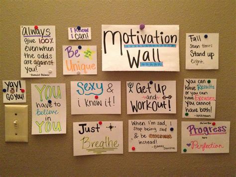 Motivation Wall with Inspirational Quotes and Notes