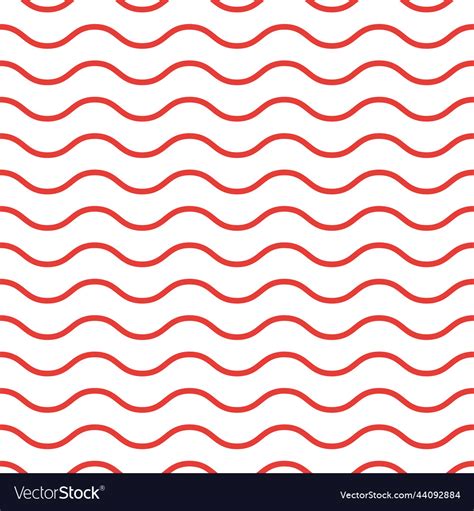 Red seamless wavy pattern on white background Vector Image