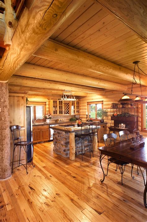 Yellowstone Log Homes #loghomeinteriorsawesome | Log home interior, Log home kitchens, Log home ...