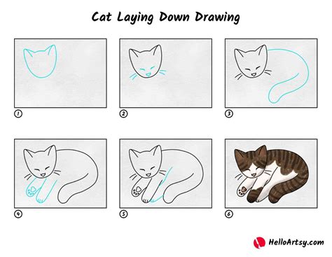 Cat Laying Down Drawing - HelloArtsy