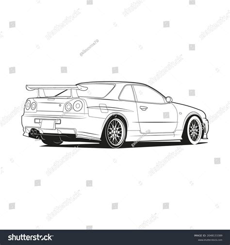 Car Outline Line Art Coloring Page Stock Vector (Royalty Free) 2048133389 | Shutterstock