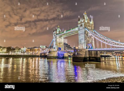 London Tower Bridge at Night Stock Photo - Alamy