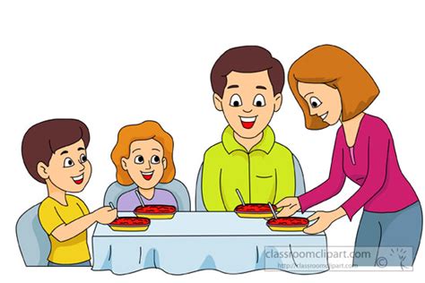 Family Clipart - family-having-meal-dinner-together - Classroom Clipart