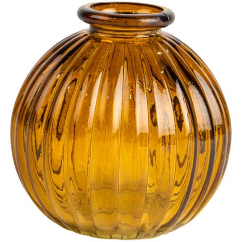 Glass Pumpkin Vase Amber - Grand Illusions Wholesale