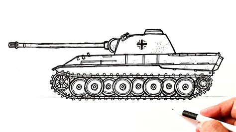 How to draw a WW2 tank Panther - YouTube