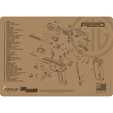 Sig Sauer P220 Parts Diagram Handgun Cleaning Mat | Cerus Gear