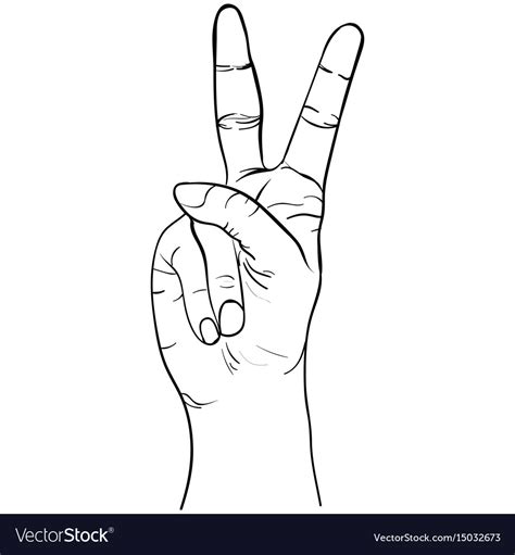 Hand gesture sketch peace symbol Royalty Free Vector Image