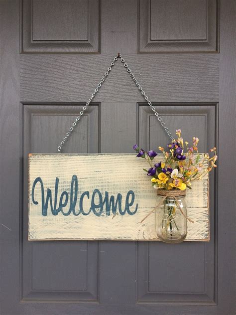 Rustic Welcome Outdoor Sign in Blue by RedRoanSigns on Etsy