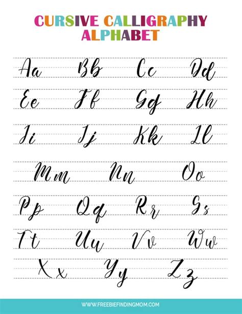 Alphabet In Cursive Printable Chart