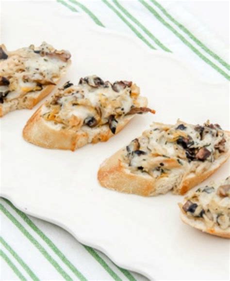 Chicken and mushroom canapes with cheese. toasted till crispy. #warm #canapes #chicken #mushroom ...