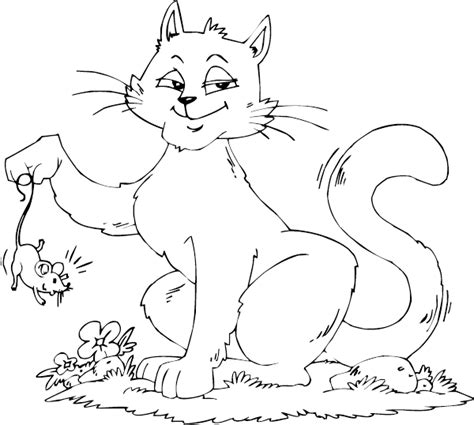 cat caught mouse coloring page - coloring.com