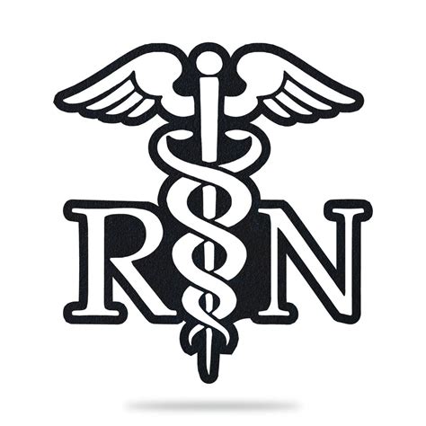 the rn symbol is shown in black and white, with wings on top of it