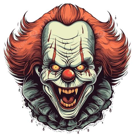 Pennywise Face Vector, Sticker Clipart Scary Clown Mask That You Can ...