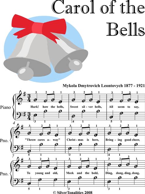 Carol of the Bells Easy Piano Sheet Music with Colored Notes eBook by Mykola Dmytrovich ...