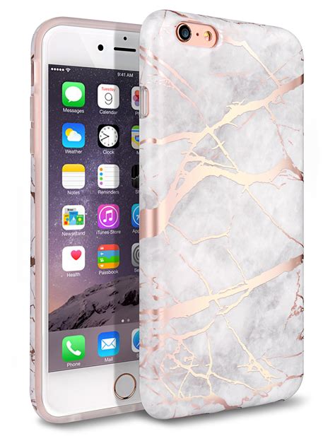 iphone 6 Plus Case iPhone 6S Plus Case Shiny Rose Gold White Marble Desig... New 763383231972 | eBay